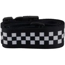 Checkered Luggage Strap Black-White Folded Front